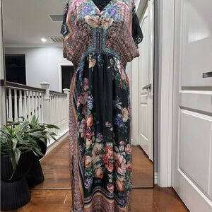 Johnny Was Black Floral Maxi Dress